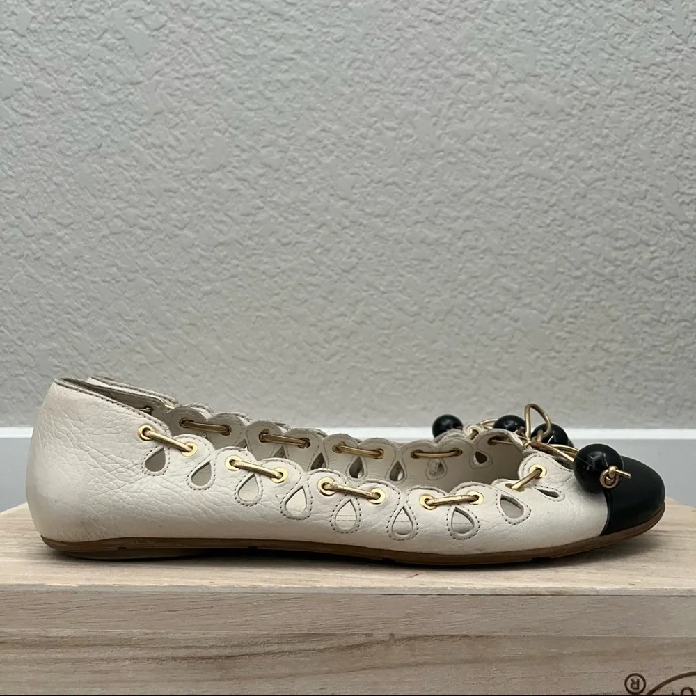 Kate Spade RARE Bauble Black Cap Toe Ballet‎ Flats 6.5